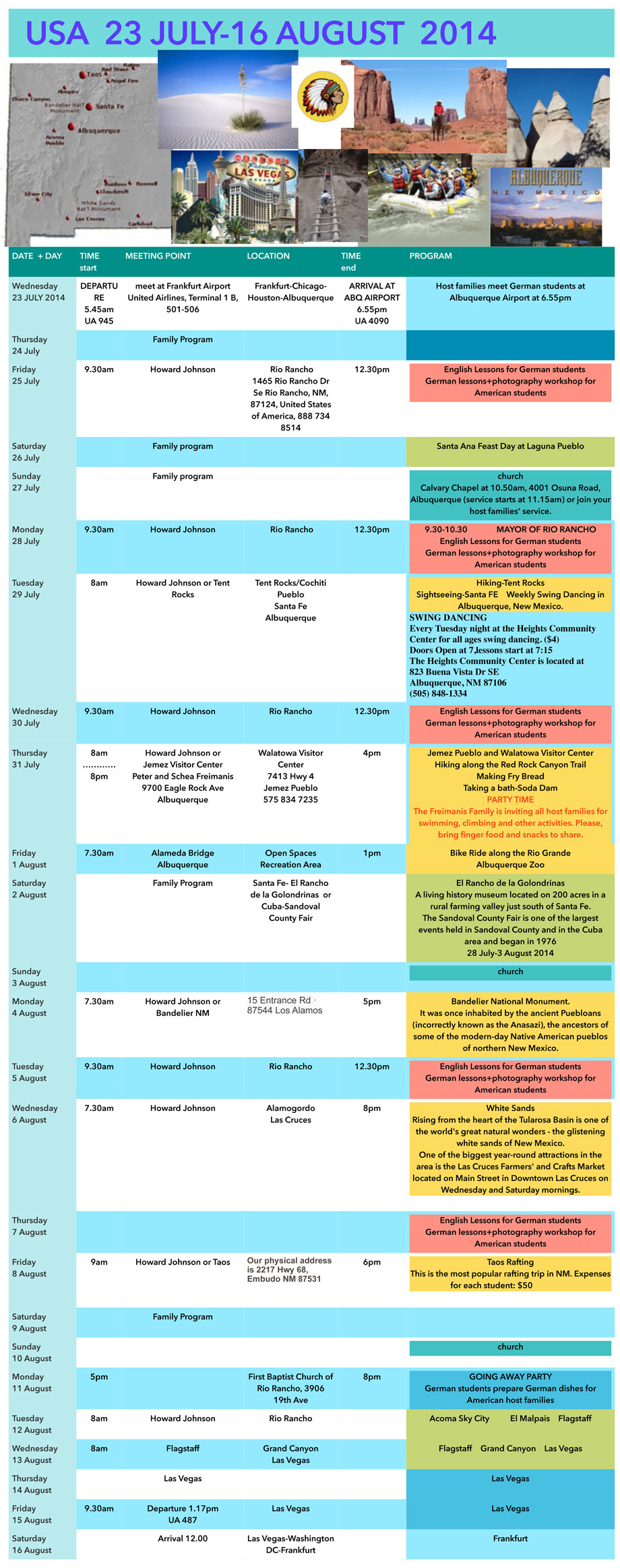 schedule summer 2014